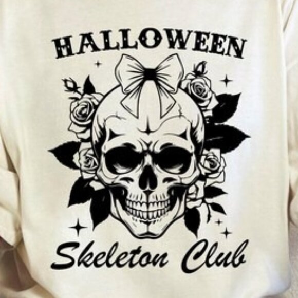 Scary Skeleton Social Club T-Shirt, Coquette Halloween Shirt, Halloween Shirts - Picture 3 of 3